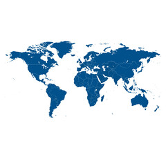 Obraz premium World Map Illustration Blue Outline Geography Education Global Travel Atlas Countries Continents Political Cartography Visual Learning Resource