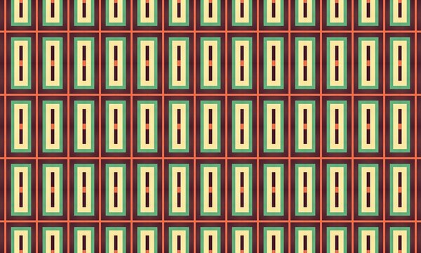 Vibrant geometric pattern with repeating red, green, and yellow rectangles in a grid, creating a dynamic and modern visual effect with bold colors and shapes.