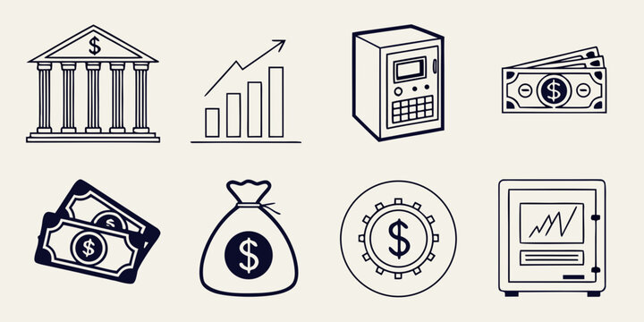 a collection of financial icons and symbols Vector