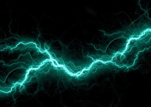 Cyan Electric Lightning Wave Abstract Energy Background