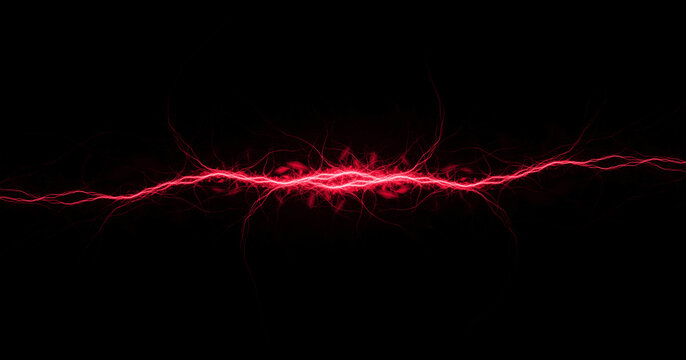 Abstract Red Electric Lightning Wave Energy Background