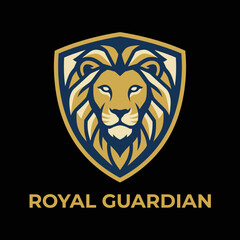 Obraz premium An impressive lion head in a shield shape symbolizes strength and protection. This logo effectively conveys themes of security, royalty, and courage. Ideal for guardian services.