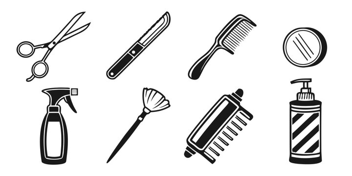 a set of hairdressing and barber tools Vector