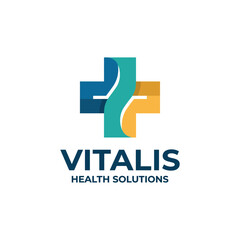 Fototapeta premium This image features a creative health solutions logo, incorporating engaging colors and shapes that symbolize care, wellness, and innovation in healthcare services.