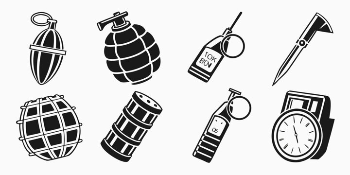a collection of explosive and time related objects Vector