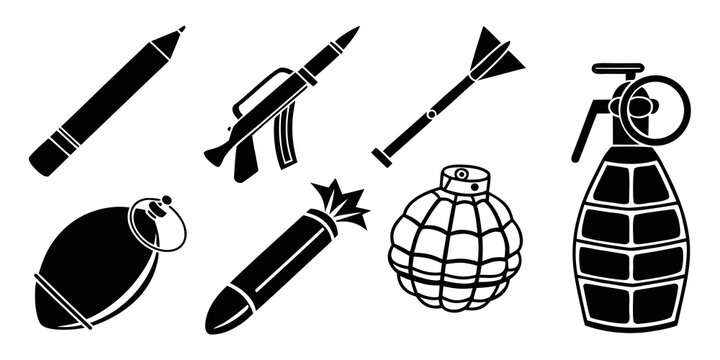 a collection of various explosive devices and weapons Vector