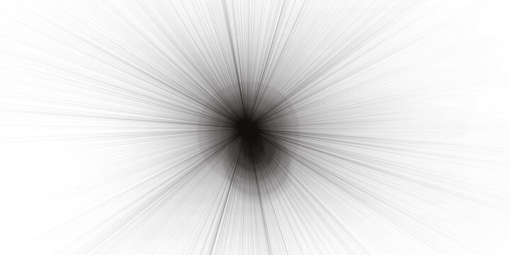Abstract black radial speed lines zoom effect texture on white background