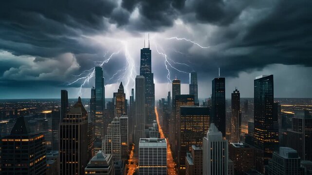 Chicago Lightning Storm over Willis Tower