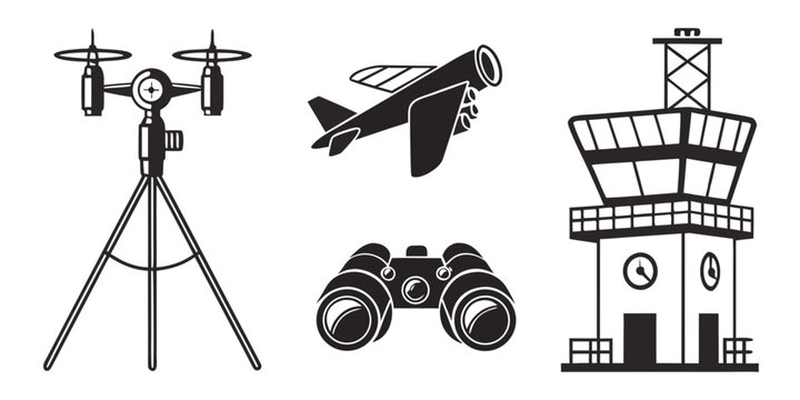 a set of aviation and meteorology icons Vector