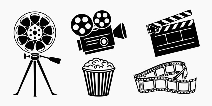 collection of cinema and film icons Vector