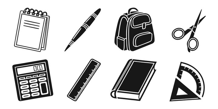 a collection of school supplies and stationery items Vector