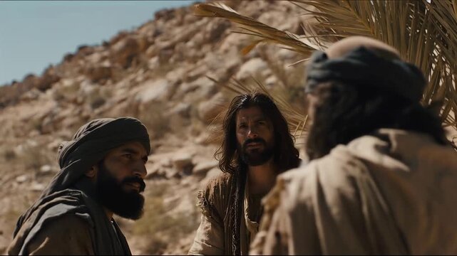 Jesus Calls Philip and Nathanael to Follow Him. Bible Scene from the Gospels