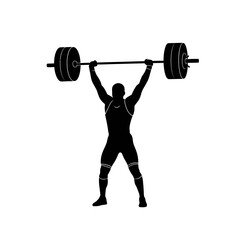 weightlifter silhouette lifting barbell overhead