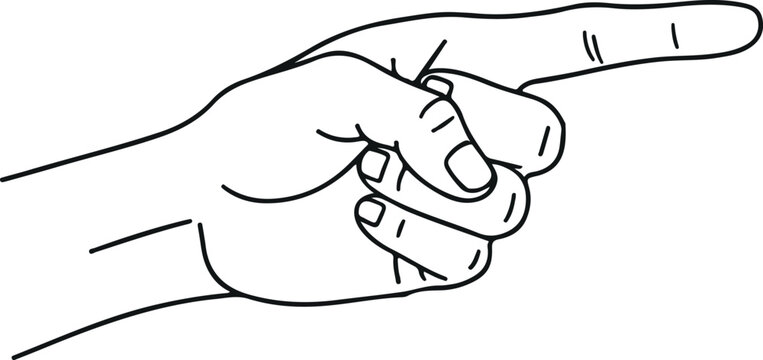 Pointing hand gesture vector illustration with index finger direction sign isolated on light background for instruction, guidance, navigation, and communication design