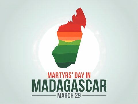 Martyrs day in madagascar on march 29 with colorful map illustration