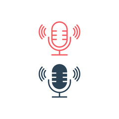 Microphone icons set isolated vector illustration.