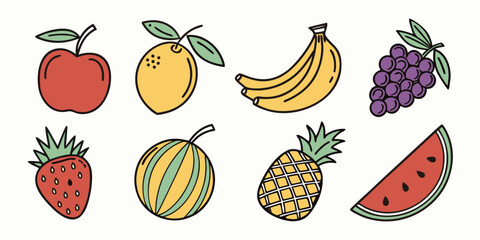 a collection of colorful cartoon fruits Vector © Mithu