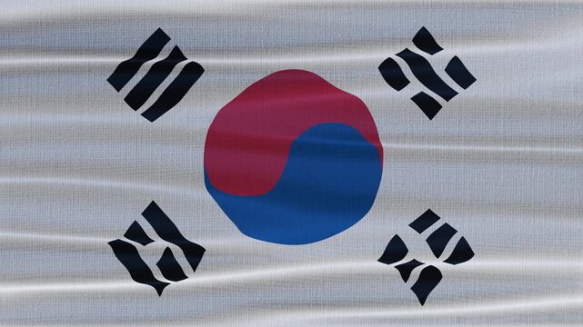 South Korea flag waving in the wind with high quality fabric texture