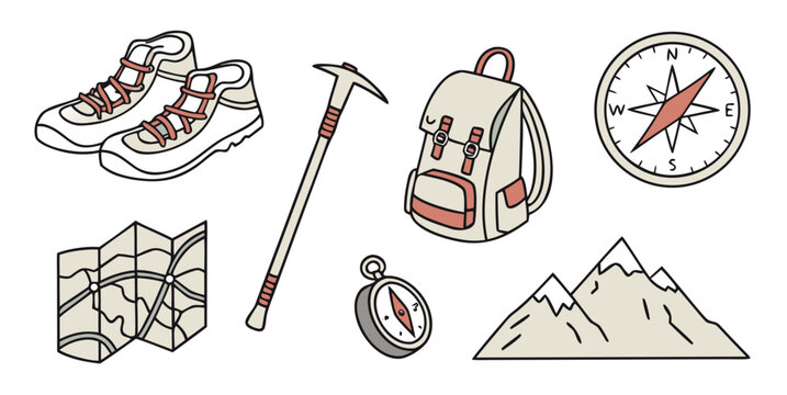 hiking and climbing equipment Vector
