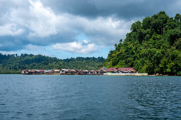 Obraz premium Traditional Bajo village on stilts, Togian Islands, Sulawesi, Indonesia