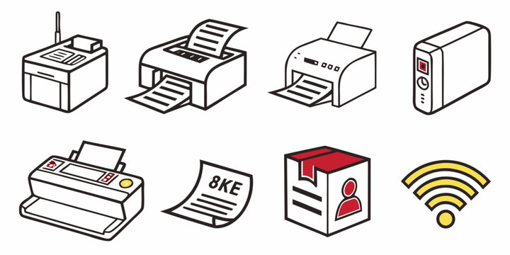 a collection of various printer icons Vector