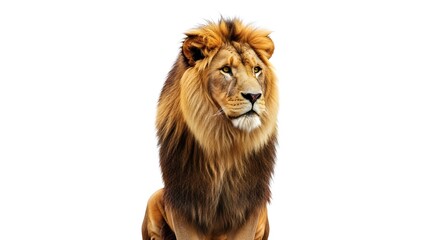 Obraz premium Majestic lion with a proud and regal demeanor against a plain background