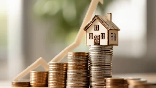 Watch stacks of coins gradually grow representing financial growth and investment success