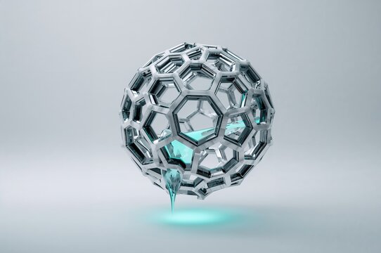 C60 Buckyball molecule 3D metallic structure