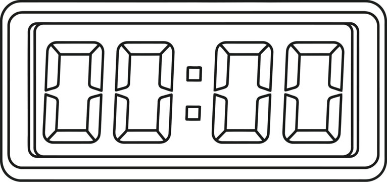 Digital clock display showing 00:00 time in a simple line art style and design