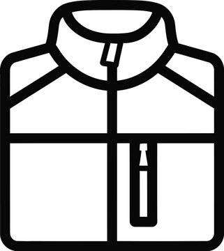 Simple black line drawing of a zipped quarter zip pullover jacket with a mock turtleneck