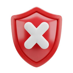 Obraz premium A red shield with a white x on it isolated on transparent background