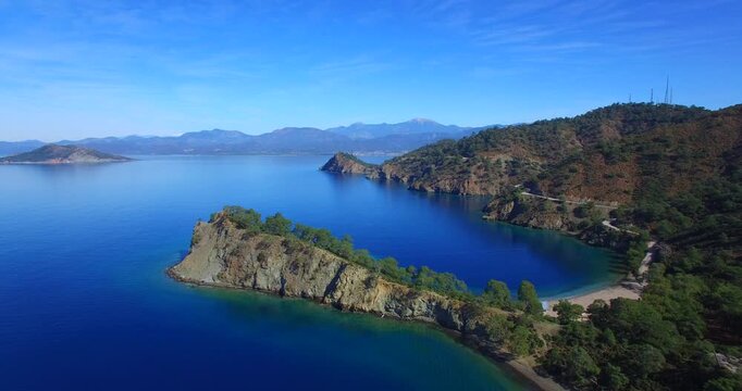 aerial footage of mediterranean beaches and bays gocek fethiye turkey
