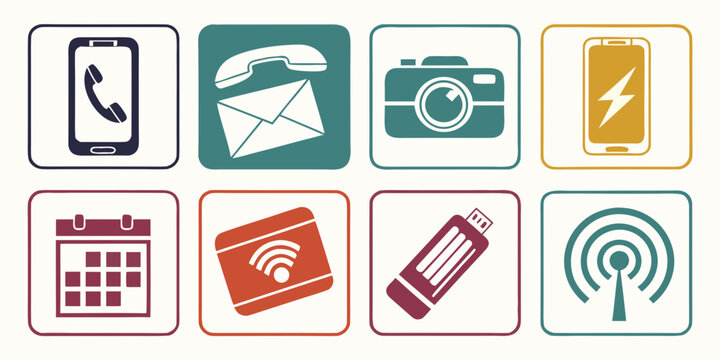 a collection of mobile device icons Vector