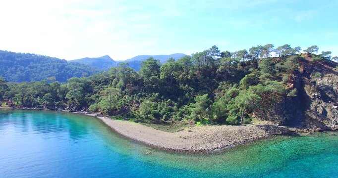 aerial footage of mediterranean beaches and bays gocek fethiye turkey