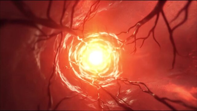 scientific camera movement  through blood vessels