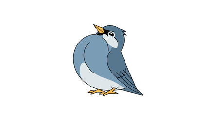 Small Blue Bird Cartoon Illustration.