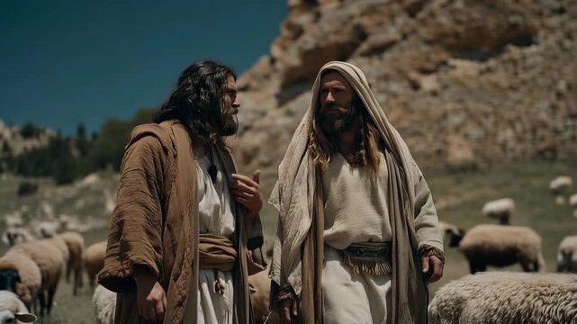 Gad and Asher, Jacob's sons by his wife Zilpah, were tending sheep together. Biblical Story