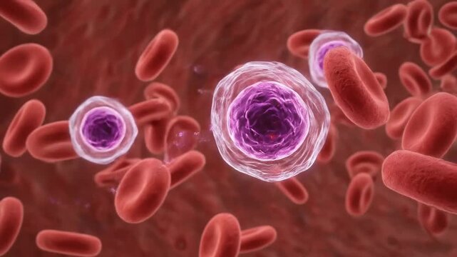 3d rendered animations of a blood cells and human immune cells