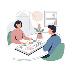 Fototapeta premium Business people discussing data charts.
