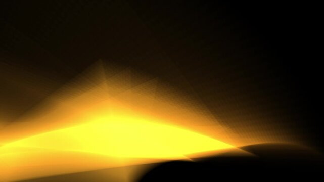 Warm glow radiates across dark canvas. Soft beams pulse through shadowed space