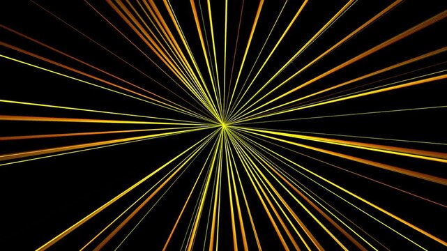 Radiant lines burst from center against deep black void. Golden streaks pulse with energy,
