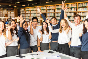 Diverse students celebrating success