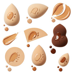 Fototapeta premium Makeup sponges and foundation swatches