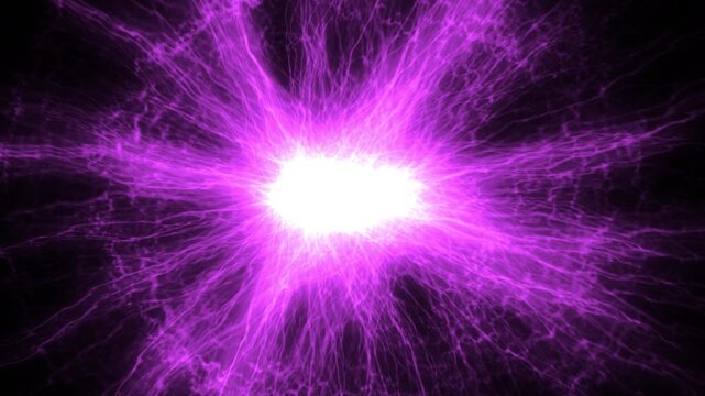 Purple energy pulses from a dark center. Faint lines radiate outward, glowing with power