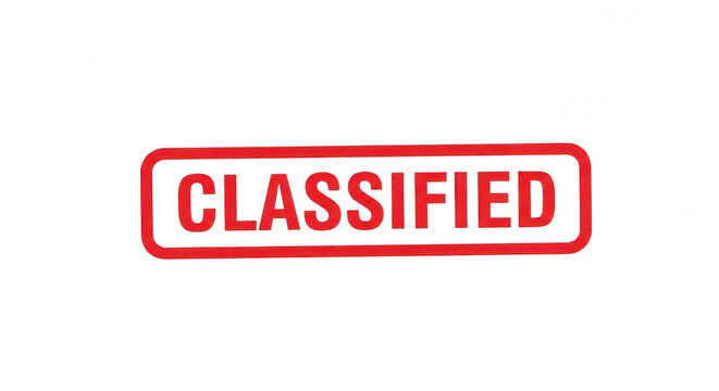 Red classified stamp icon for secret document or private information isolated png