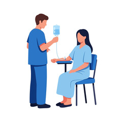 Obraz premium Nurse administering IV drip to patient vector illustration