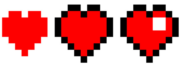 pixel heart in red