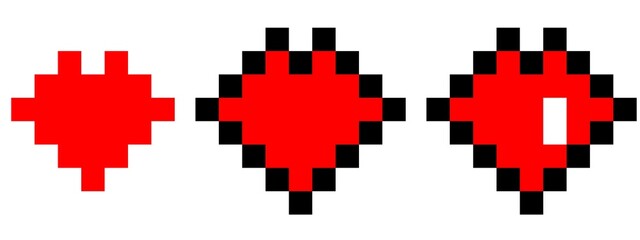 set of pixel hearts