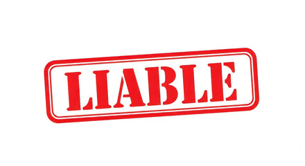 Red rubber stamp with the word liable on a simple flat surface isolated png