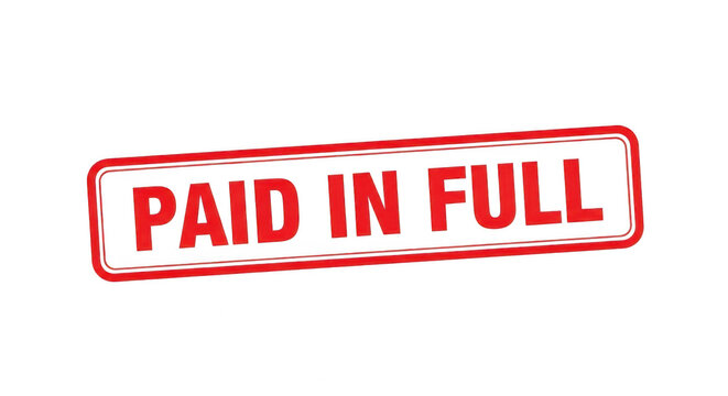 Red rubber stamp with the words Paid In Full for business finance isolated png